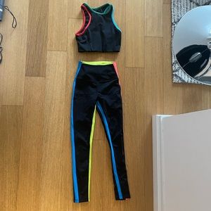 Splits59 rainbow trim workout set - BOTH INCLUDED bra and leggings size XS